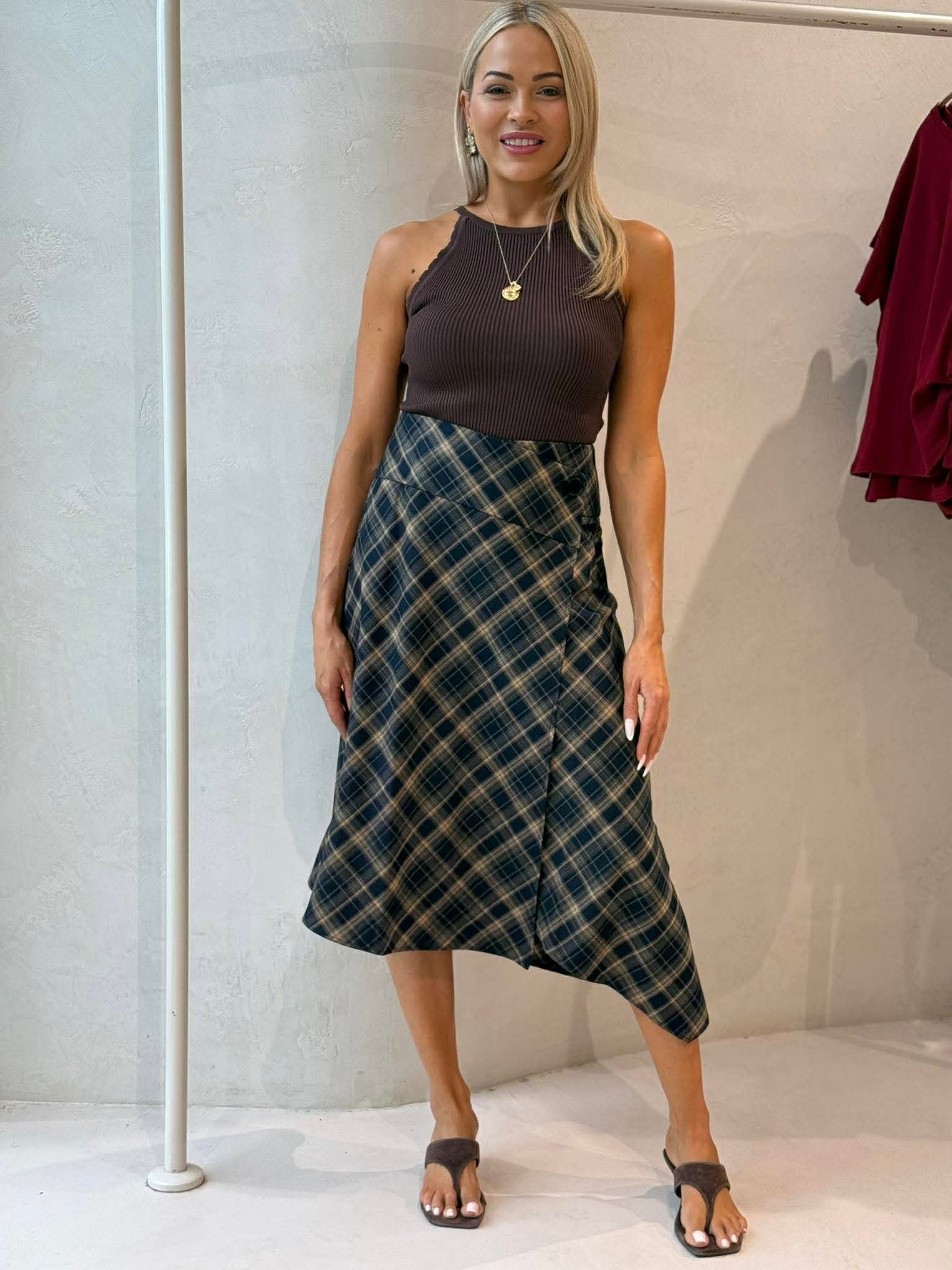 PLAID WRAP SKIRT