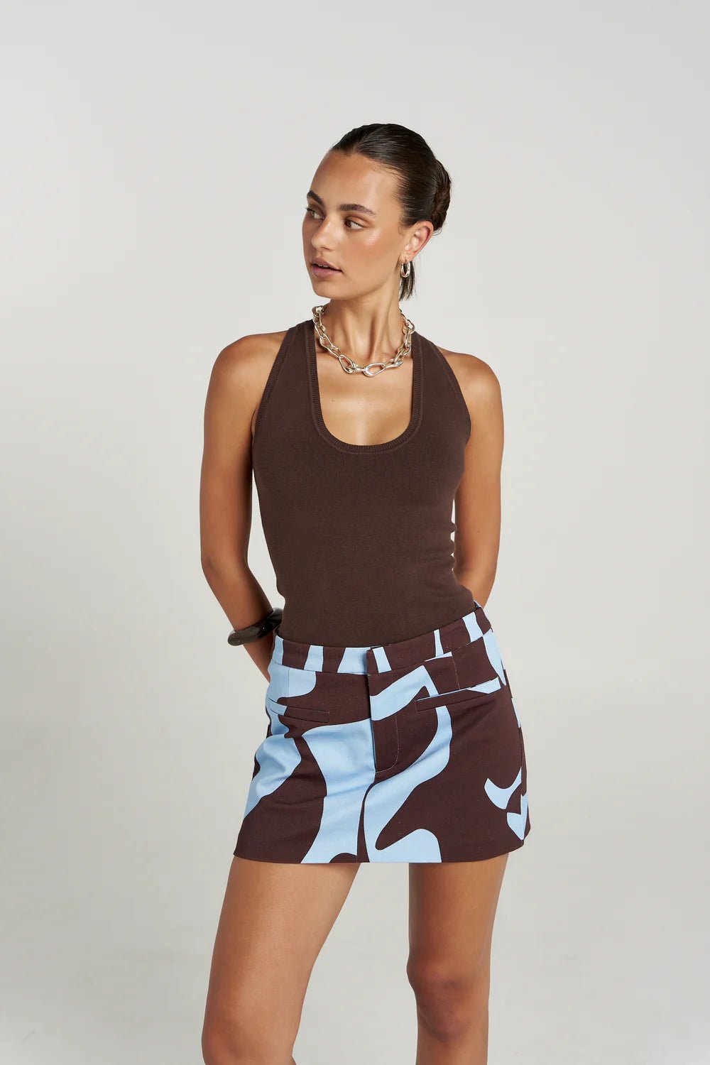 COTTON DENIM SKORT
